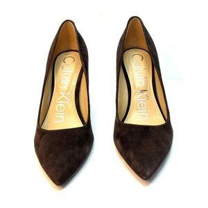 Calvin Klein Women's Gayle Pointy Toe Stiletto Pumps Dark Brown Size 8M NWT/BOX